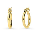 Small Hoop Earrings in Sterling Silver 0.58 inch, Yellow Gold Flashed