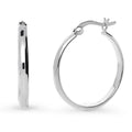 Dome Medium Hoop Earrings in Sterling Silver 1 inch, Rhodium Plated