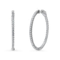 CZ Medium Inside-Out Hoop Earrings in Sterling Silver 1.4 inch, Rhodium Plated