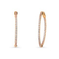 CZ Medium Inside-Out Hoop Earrings in Sterling Silver 1.4 inch, Rose Gold Flashed