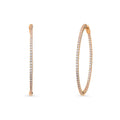 CZ Large Inside-Out Hoop Earrings in Sterling Silver 2 inch, Rose Gold Flashed