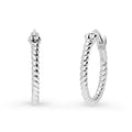 Cable Medium Hoop Earrings in Sterling Silver 0.68 inch, Rhodium Plated