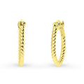 Cable Medium Hoop Earrings in Sterling Silver 0.68 inch, Yellow Gold Flashed