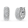 Dome CZ Small Huggie Earrings in Sterling Silver 0.5 inch, Rhodium Plated