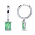 Solitaire Emerald Cut CZ Earrings in Sterling Silver 2ct, Green Color