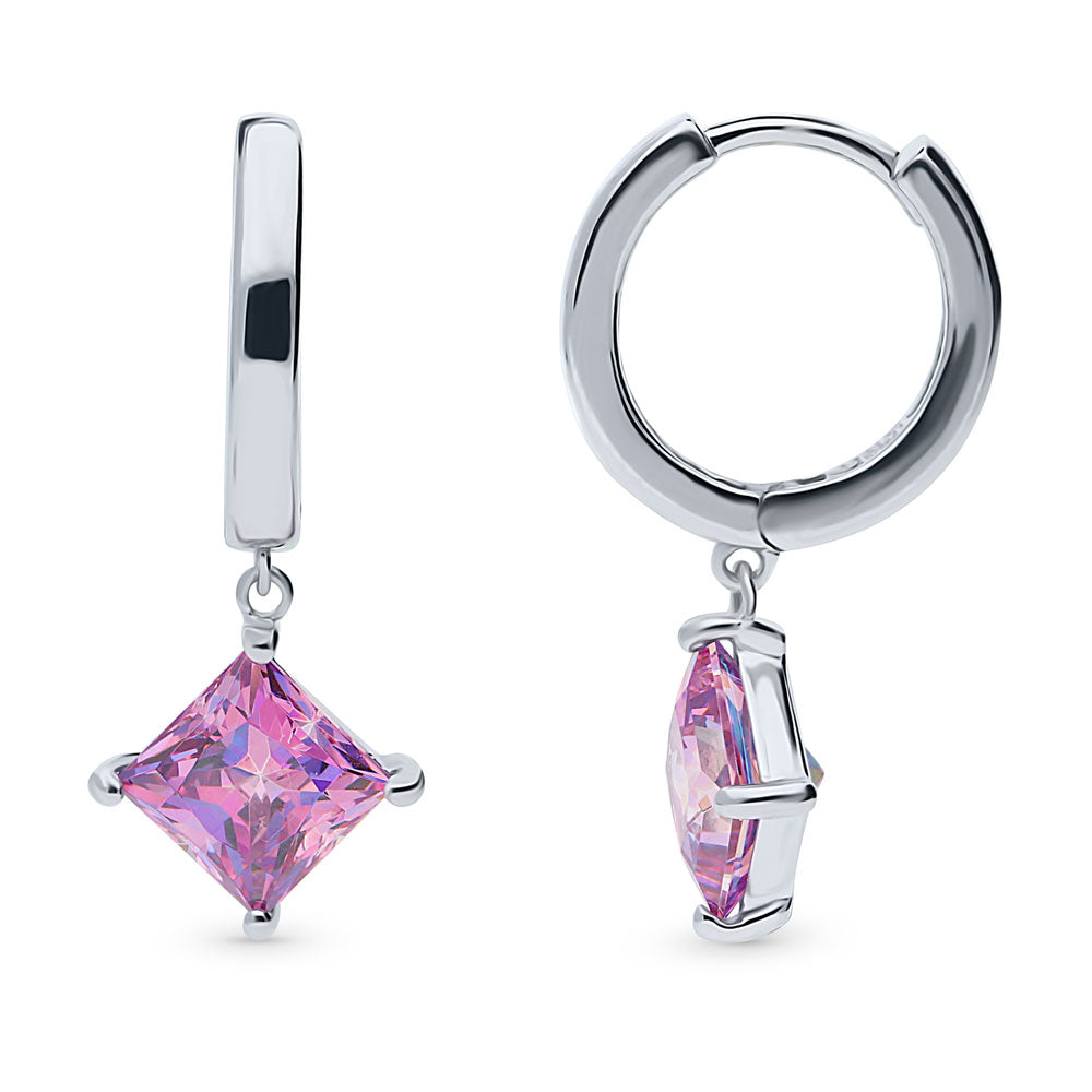 Solitaire Purple Princess CZ Earrings in Sterling Silver 2.4ct, 1 of 5