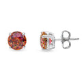 Solitaire Kaleidoscope CZ Stud Earrings in Sterling Silver 2.5ct, Red Orange Color