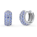 CZ Small Huggie Earrings in Sterling Silver 0.5 inch, Blue Color