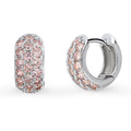 CZ Small Huggie Earrings in Sterling Silver 0.5 inch, Morganite Color