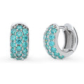 CZ Small Huggie Earrings in Sterling Silver 0.5 inch, Frosty Mint Color