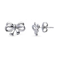 Bow Tie Ribbon Stud Earrings in Sterling Silver, Style 1