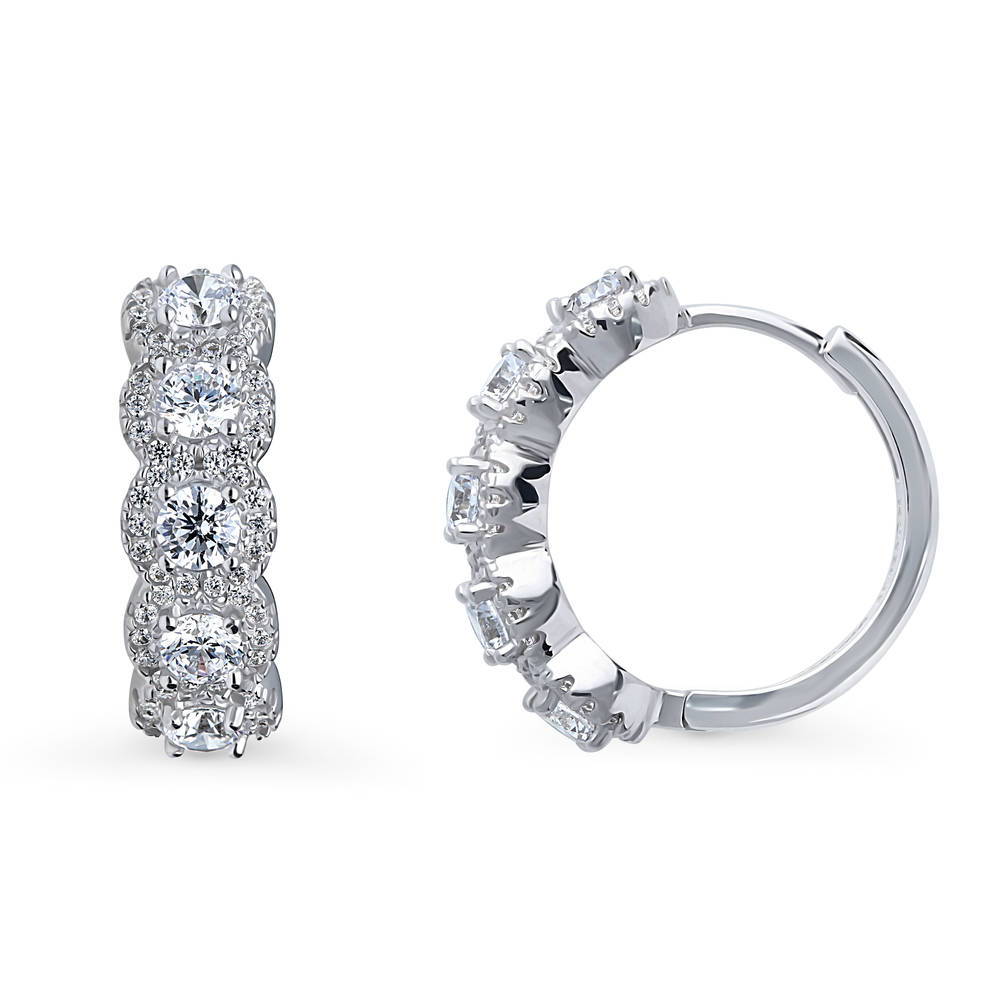 Buy Prong Setting Round Diamond Hoop Earrings