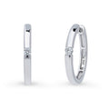 Solitaire CZ Small Hoop Earrings in Sterling Silver, 0.8 inch