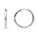 Front view of Solitaire CZ Small Hoop Earrings in Sterling Silver, 0.8 inch