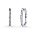 Bar CZ Medium Hoop Earrings in Sterling Silver, 0.8 inch