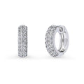 Dome CZ Medium Hoop Earrings in Sterling Silver, 0.66 inch