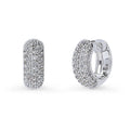 Dome CZ Medium Hoop Earrings in Sterling Silver, 0.62 inch