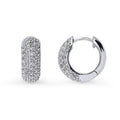 Front view of Dome CZ Medium Hoop Earrings in Sterling Silver, 0.62 inch