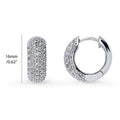 Angle view of Dome CZ Medium Hoop Earrings in Sterling Silver, 0.62 inch