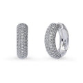 Dome CZ Medium Hoop Earrings in Sterling Silver, 0.82 inch