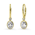 CZ Leverback Earrings in Sterling Silver, Yellow Gold Flashed