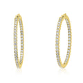 CZ Large Inside-Out Hoop Earrings in Sterling Silver 1.9 inch, Yellow Gold Flashed