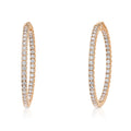 CZ Large Inside-Out Hoop Earrings in Sterling Silver 1.9 inch, Rose Gold Flashed