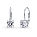 Solitaire CZ Leverback Earrings in Sterling Silver, 6mm