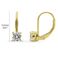 Front view of Solitaire CZ Leverback Earrings in Gold Flashed Sterling Silver, 5mm