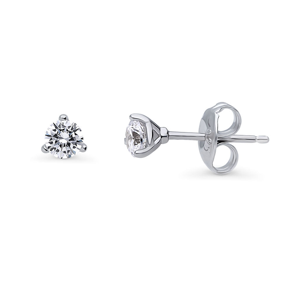 Sterling Silver Solitaire Bezel Set Round CZ Anniversary Stud Earrings  #E942-G – BERRICLE