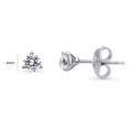 Front view of Solitaire CZ Stud Earrings in Sterling Silver, 4mm