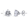 Front view of Solitaire CZ Stud Earrings in Sterling Silver, 8mm