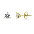 Solitaire CZ Stud Earrings in Gold Flashed Sterling Silver, 6mm