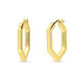 Hexagon Medium Hoop Earrings in Sterling Silver 0.79 inch, Yellow Gold Flashed