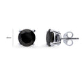 Front view of Solitaire Black CZ Stud Earrings in Sterling Silver, 8mm