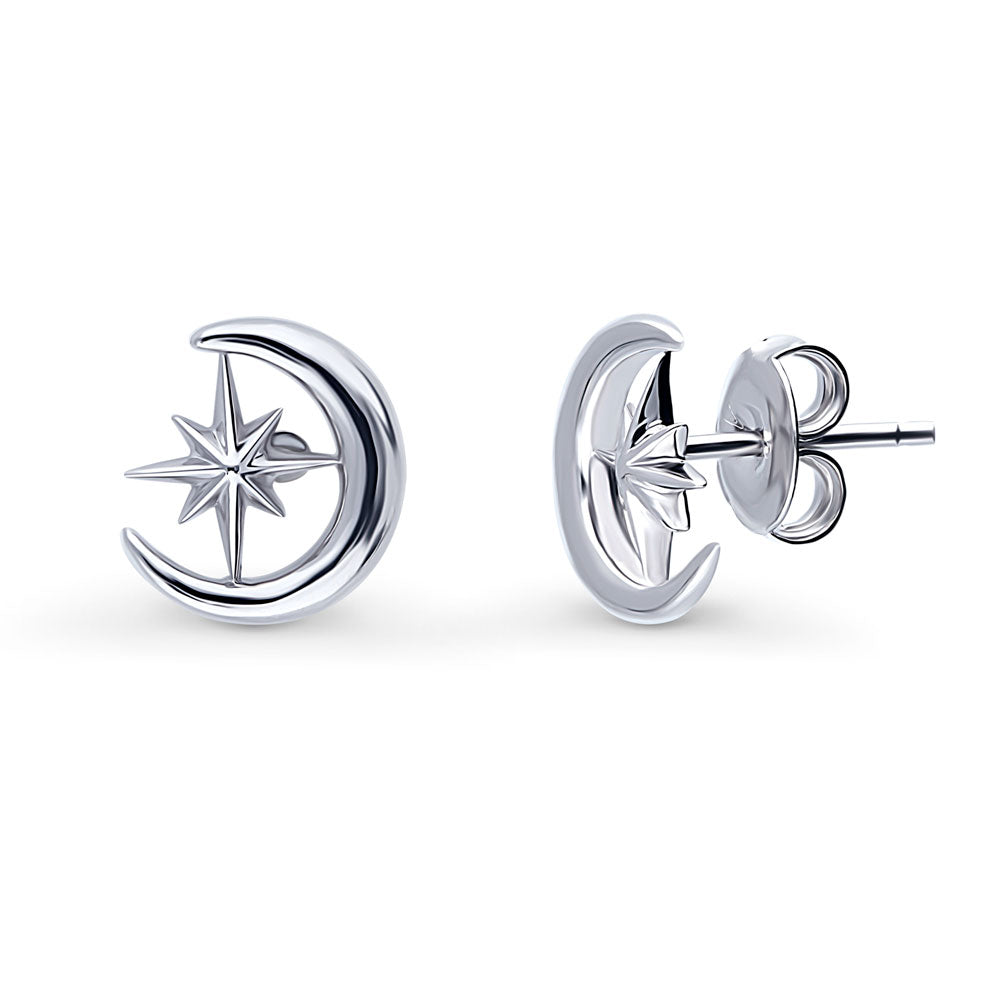 Star and moon sterling 2024 silver earrings