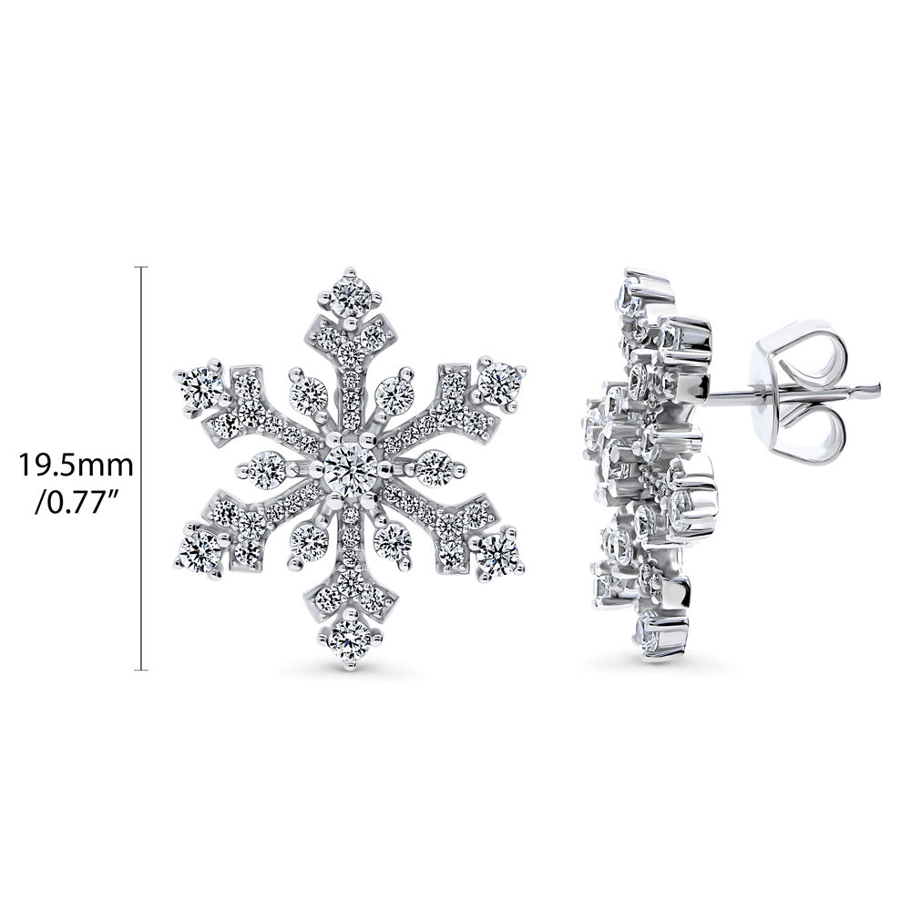 Sterling Silver Snowflake CZ Fashion Necklace and Earrings Set