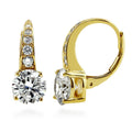 CZ Leverback Earrings in Sterling Silver, Yellow Gold Flashed