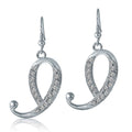 Initial Letter Fish Hook Earrings in Silver-Tone, I