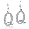 Initial Letter Fish Hook Earrings in Silver-Tone, Q