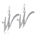 Initial Letter Fish Hook Earrings in Silver-Tone, W