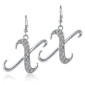 Initial Letter Fish Hook Earrings in Silver-Tone, X