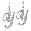 Initial Letter Fish Hook Earrings in Silver-Tone, Y