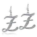 Initial Letter Fish Hook Earrings in Silver-Tone, Z