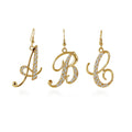 Initial Letter Fish Hook Earrings in Gold-Tone