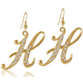 Initial Letter Fish Hook Earrings in Gold-Tone, H