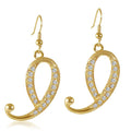 Initial Letter Fish Hook Earrings in Gold-Tone, I