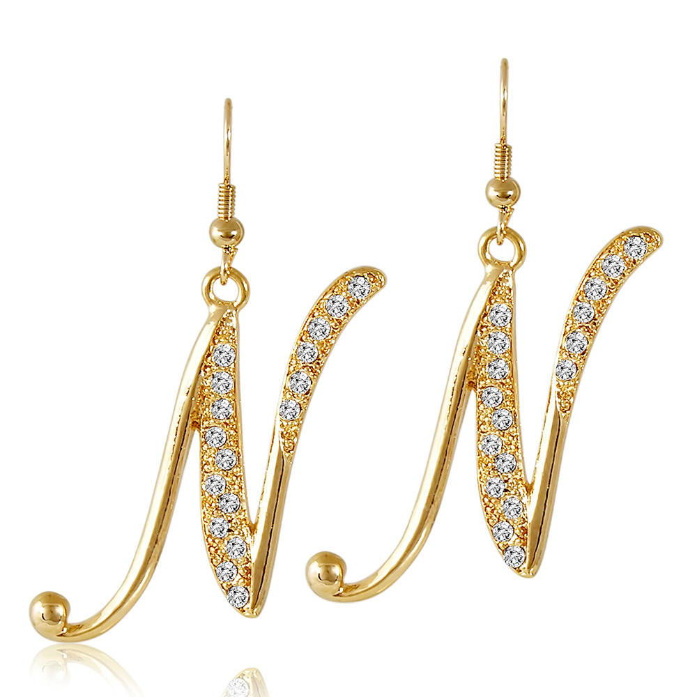 Gold-Tone Initial Letter Fish Hook Dangle Earrings #E633 – BERRICLE  Wholesale