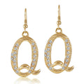 Initial Letter Fish Hook Earrings in Gold-Tone, Q