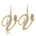 Initial Letter Fish Hook Earrings in Gold-Tone, V